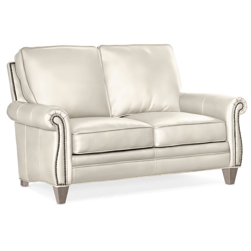 Reddish Leather Loveseat, #9 Gunmetal, Stone, Anilina Cacao Genuine Leather