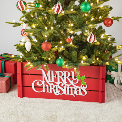 Wooden "MERRY CHRISTMAS" Crate Christmas Tree Collar
