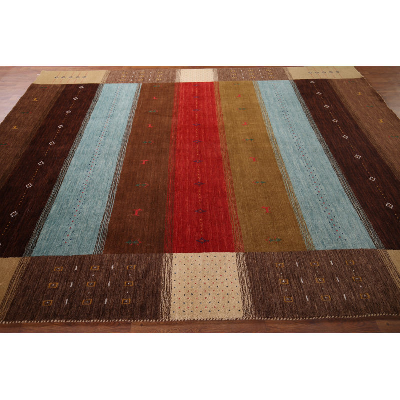 Tapis rayé fabriqué à la main 8 x 10 po Gabbeh