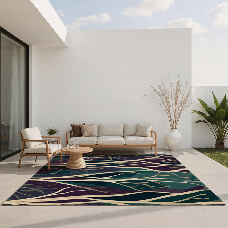 Velvet Leaves Indoor And Outdoor Area Rug, Rectangle 3' x 5'