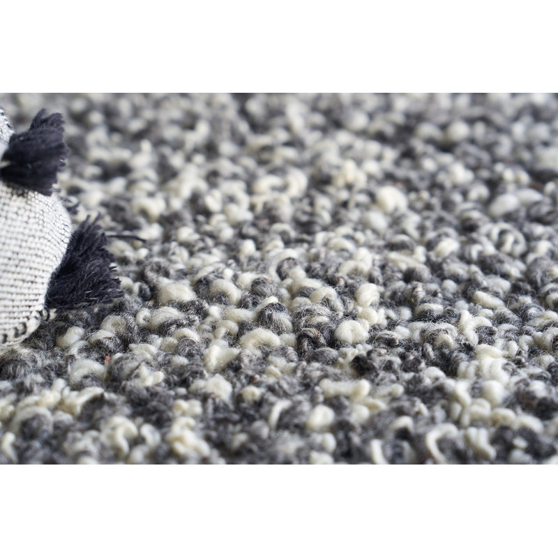 Ferretti Wool Area Rug in Dark Gray/Ivory, Rectangle 6' x 9'