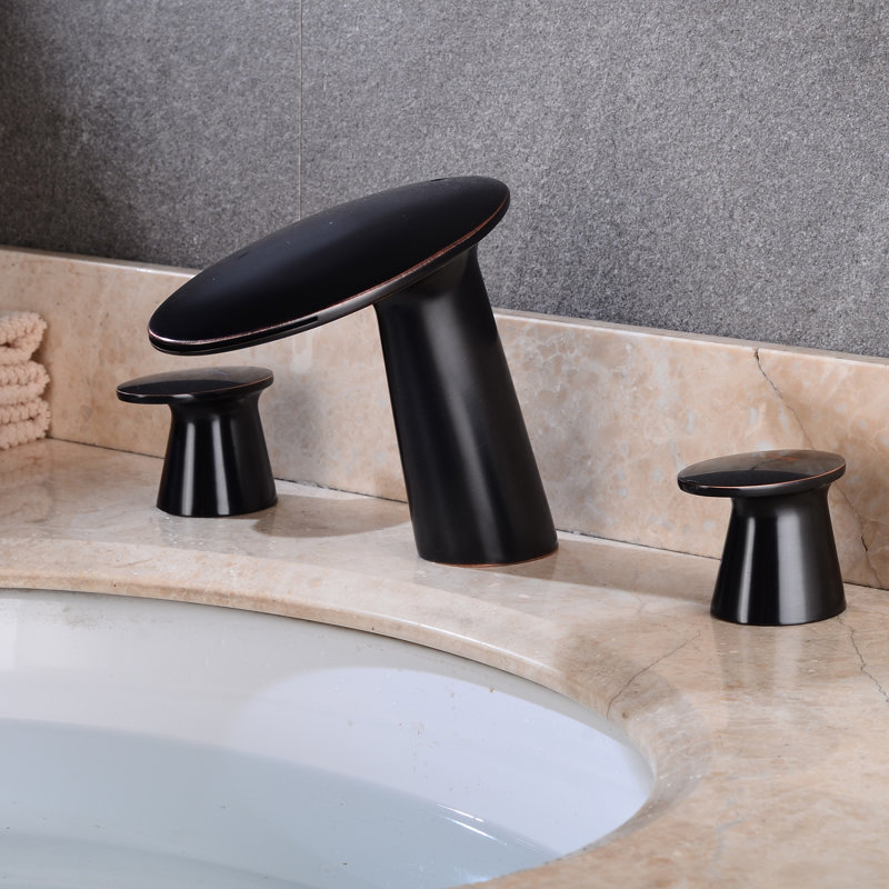 Widespread 2-handle Bathroom Faucet with Drain Assembly, Black