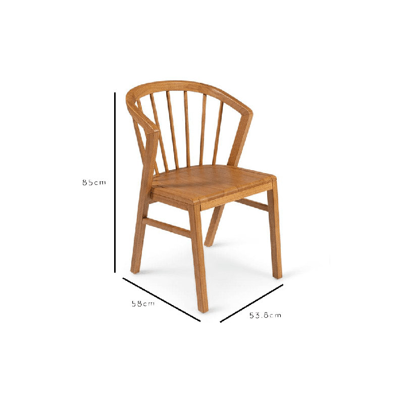 Hopley 47cm H Solid Wood Slat Back Side Chair, Medium Brown