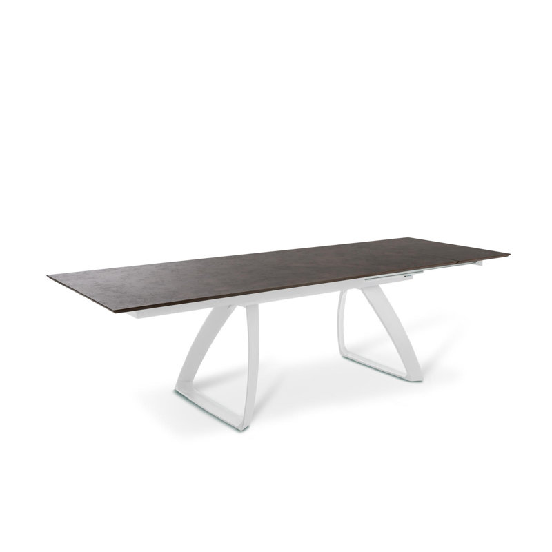 Daishanay Extendable Oak Rectangular Dining Table, Rust, White