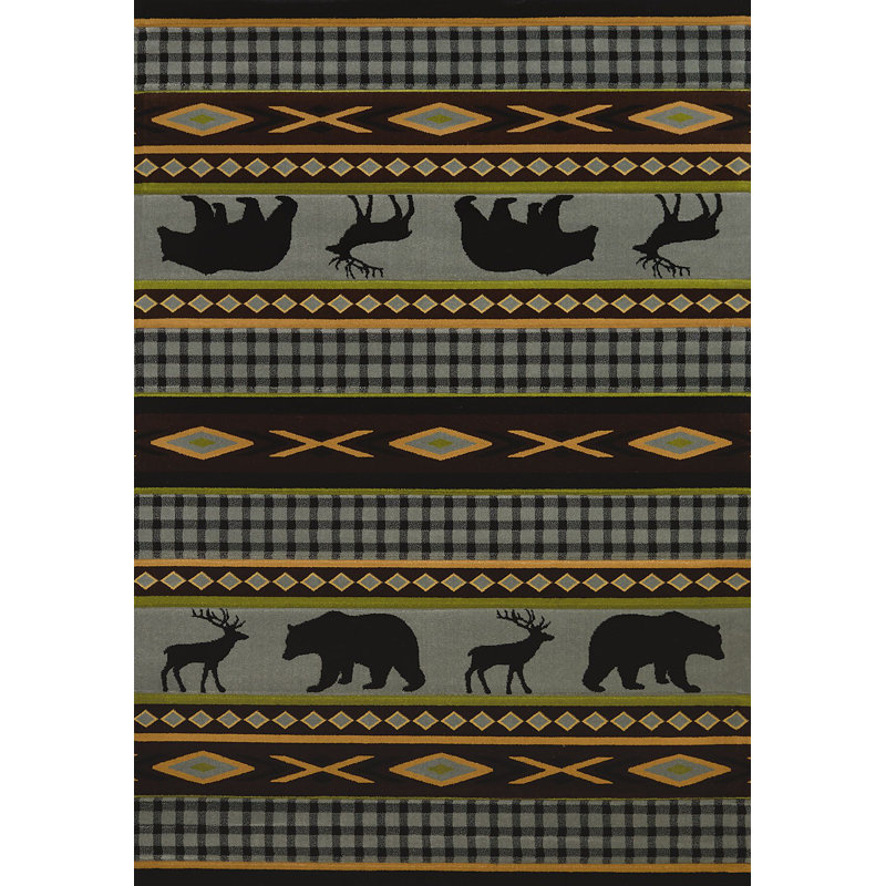 Tapis gris / noir Johnson, Rectangle 1 pi 10 po x 3 pi