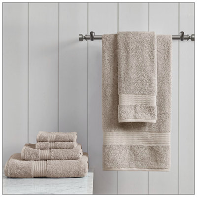 Madison Park Tan 100% Organic Cotton 6-Piece Solid Bath Towel Set