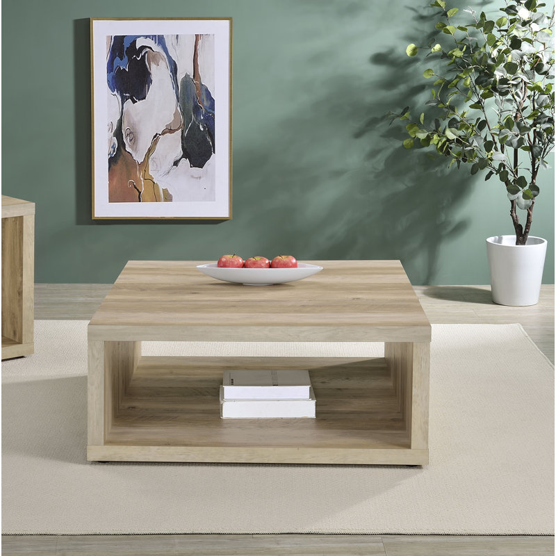 Table basse carrée en bois d'ingénierie Jerrell, Pin patiné