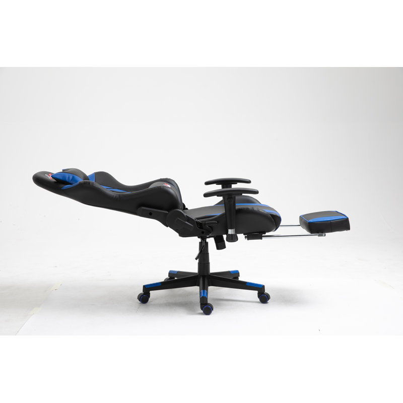 Fauteuil lombaire de massage pour PC et fauteuil de jeu de course, Bleu