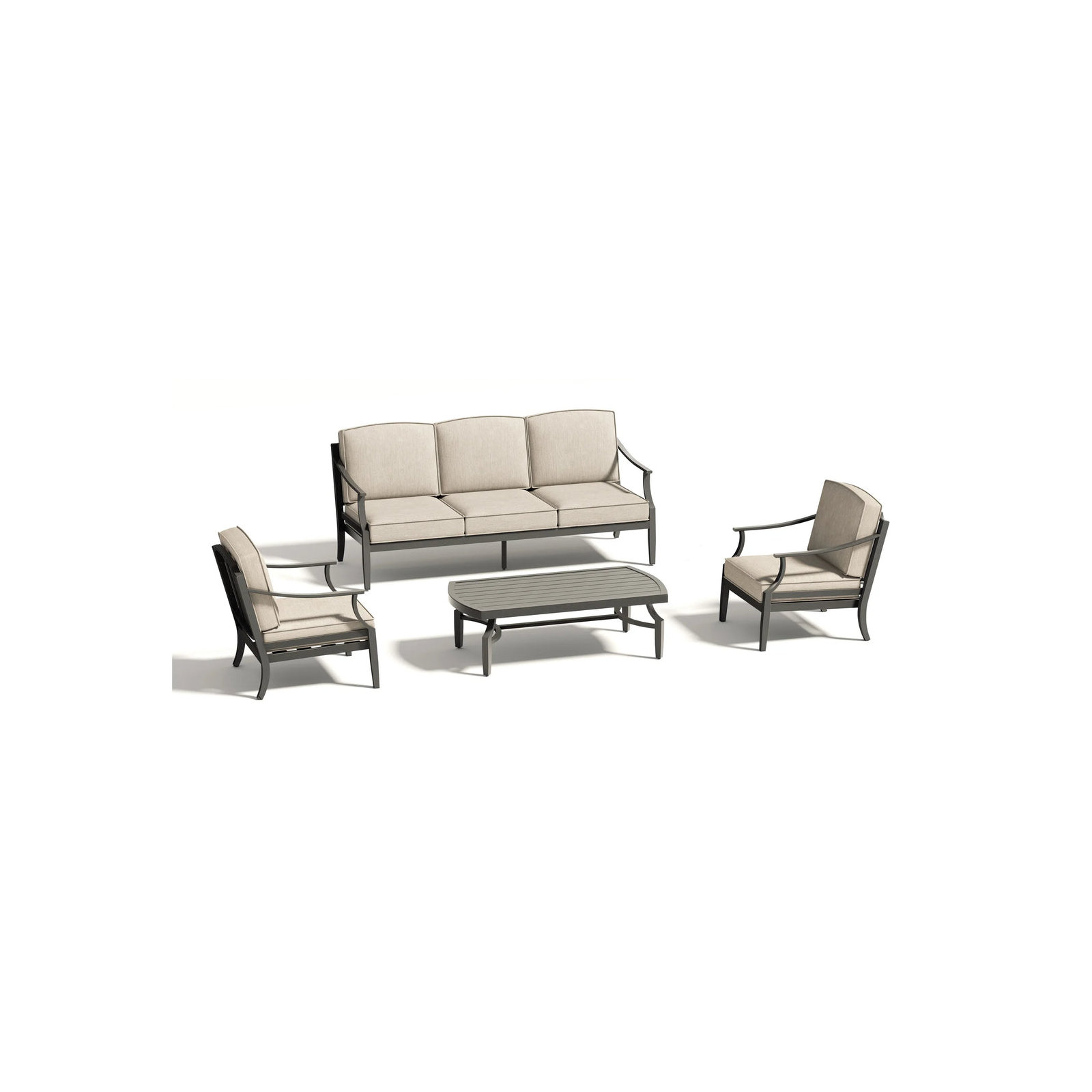 Tamarin 4 Pieces Outdoor/Indoor Aluminum Patio Conversation Seating Group With Sunbrella® Cushions And Coffee Table For 5 Person