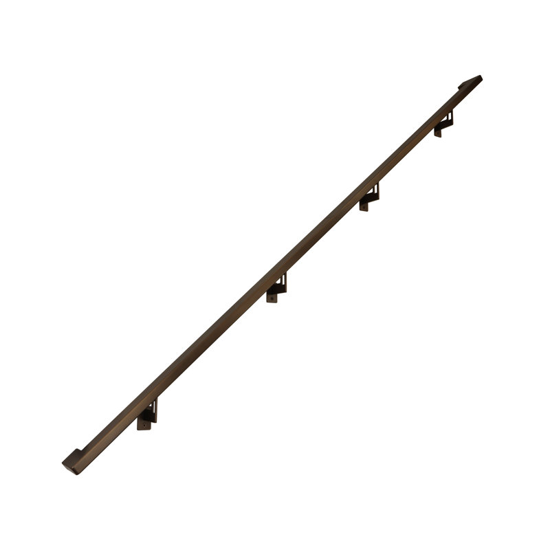Modern Aluminum Handrail Grab Bar Kit, Adjustable Steel Brackets, Returns to Wall, Powder Coat, 7' W, Bronze