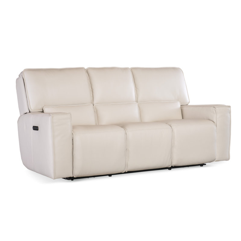 Gray Leather Zero Gravity Reclining Sofa with Track Arms
