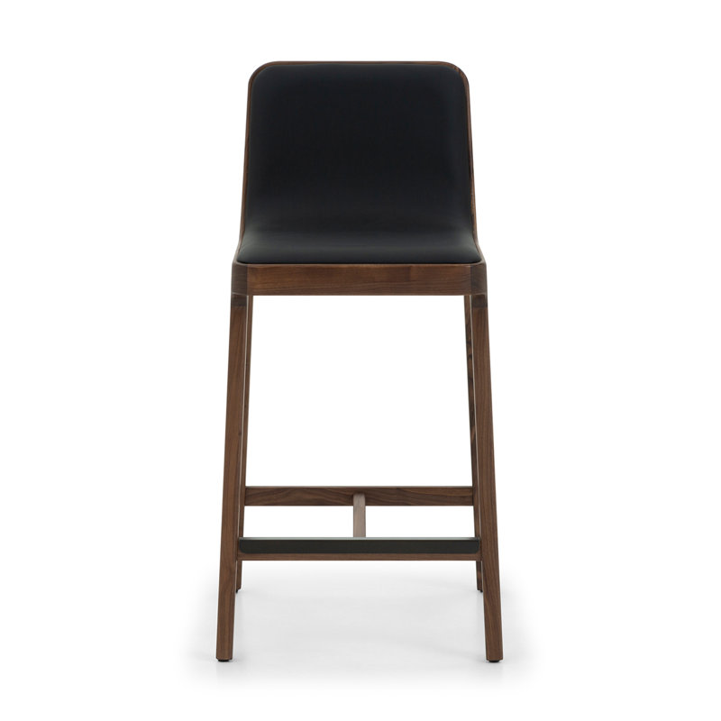 Florent Upholstered Bar Stool with Solid Wood Frame, Walnut/Midnight/Dark Bronze