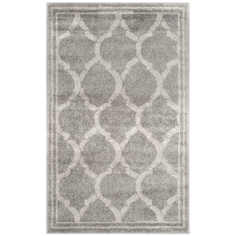 Ammundsen Geometric Gray/Light Gray Area Rug, Rectangle 3' x 5'