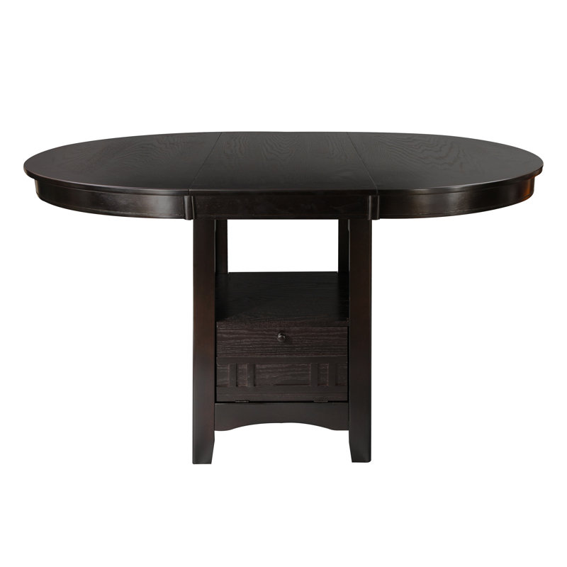 Table de salle à manger à hauteur de comptoir 1Pc avec rallonge et base de rangement, Cerisier