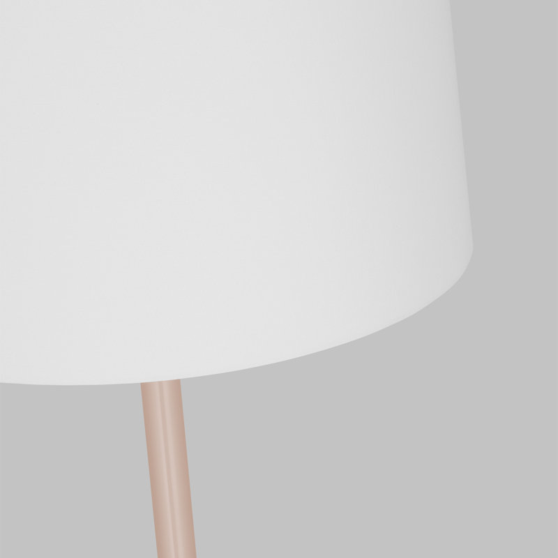 Burnished Brass and White Linen Dimmable Floor Lamp