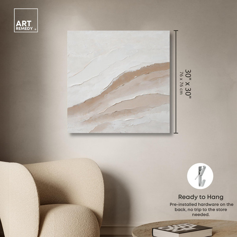 «Grounded Essence», toile minimaliste abstraite par Art Remedy, H 30 po x l 30 po x P 1,5 po, Toile tendue