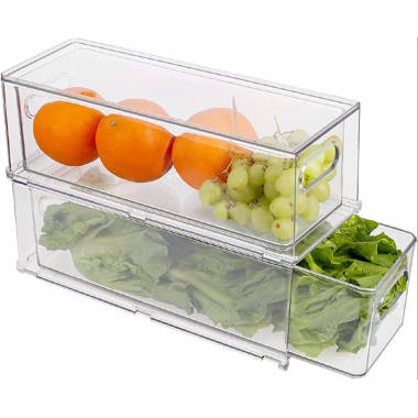 Fridge Organizer with Lid Set of 3 Bins