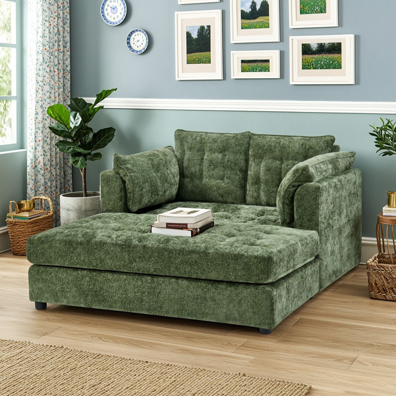 Sofa méridienne à deux places, Green