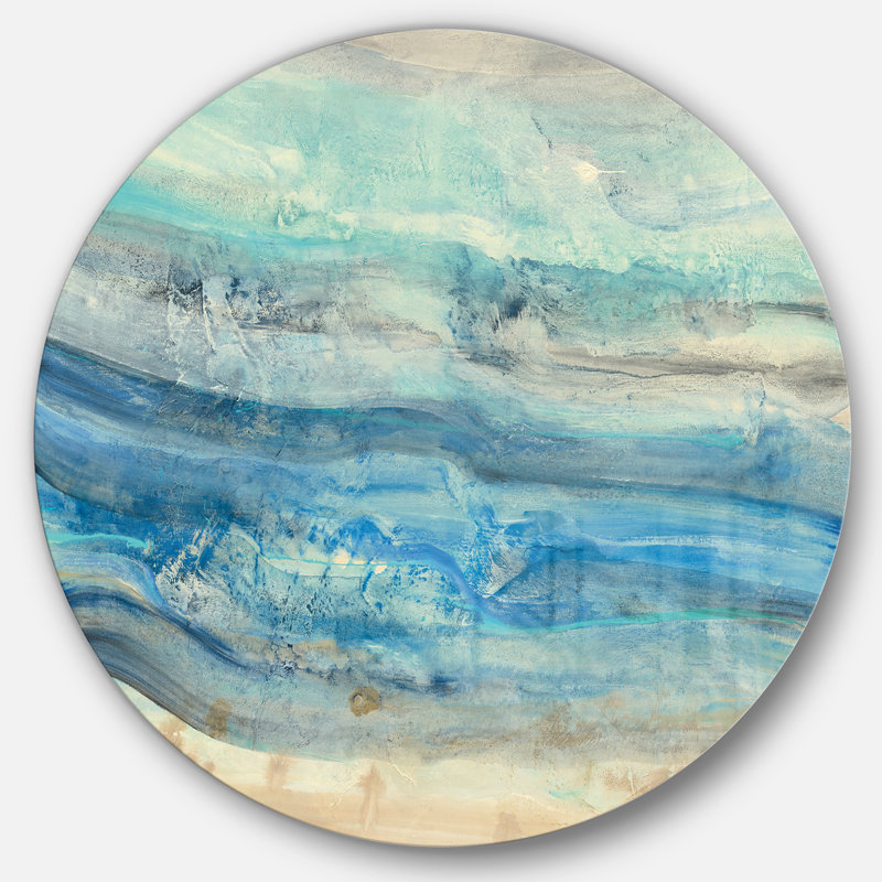 Art mural rond en métal Ocean Mineral Waves, H 23 po x l 23 po x P 1 po