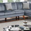 Canapé modulaire contemporain en velours gris foncé de 2 pièces