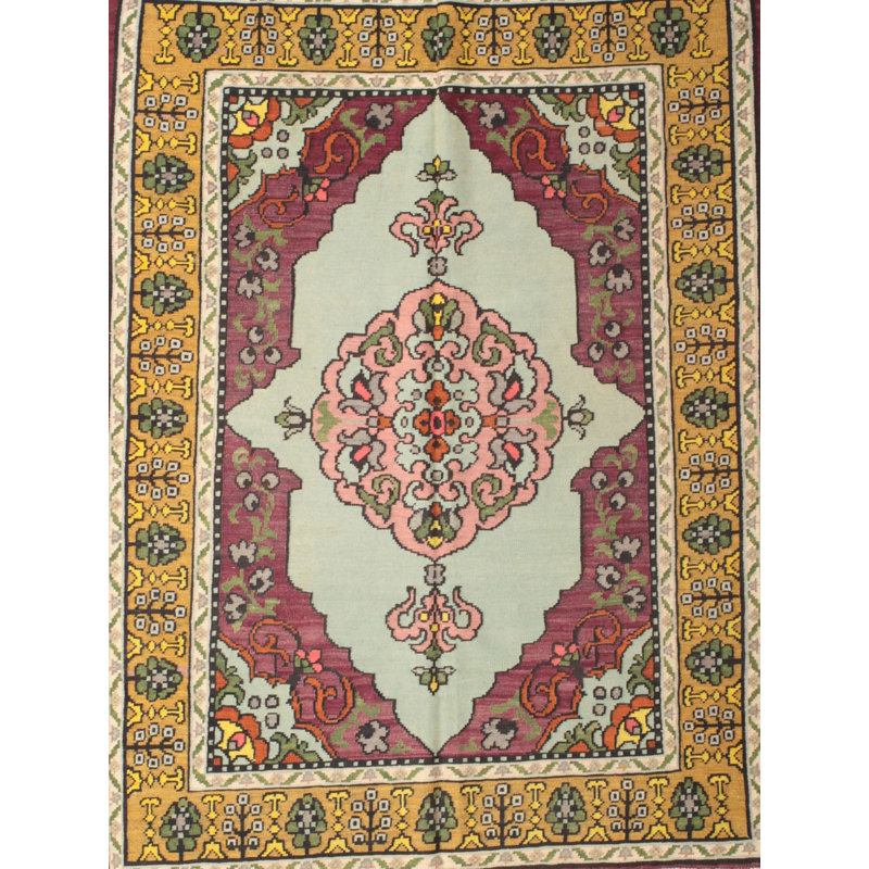 Tapis jaune/rouge/vert traditionnel, Rectangle 8 pi x 10 pi