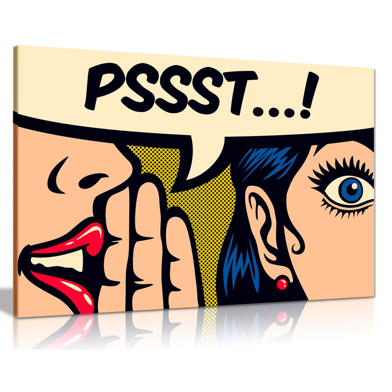 Modern Pop Art Girl Pssst! - Wrapped Canvas Print, 41cm H x 61cm W