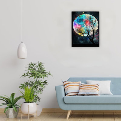 Décoration murale sur toile fluorescente noire de qualité supérieure 24 x 18 po