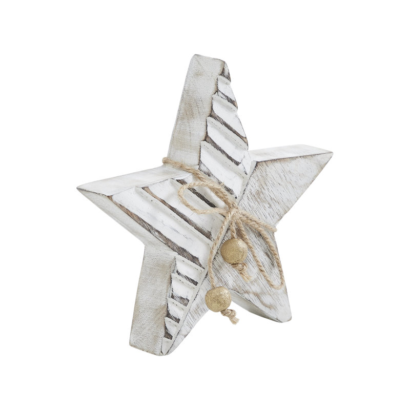 Étoile de bois blanche patinée Winter Wonderland, H 6 po x l 6 po x P 1 po