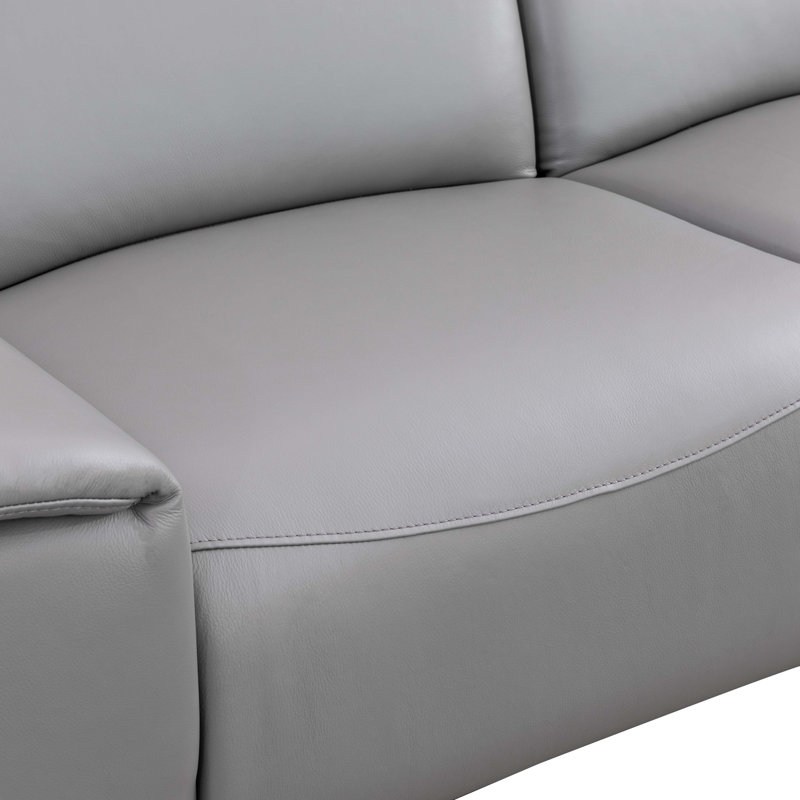207" Wide 5-Piece Multifunction Grey Genuine Leather Living Room Sofa Set