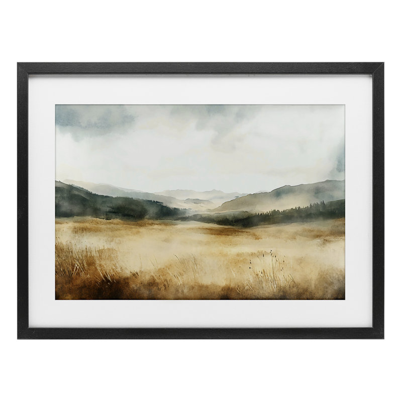 «Foggy Landscape Distant Hills», reproduction encadrée sous verre, conception par LSR Creative Studio, H 14 po x l 20 po