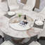 Table de salle à manger moderne en pierre frittée de 59,05 po avec plateau tournant rond de 31,5 po et piédestal exquis en métal avec chaises de 6 pièces.-2023247953
