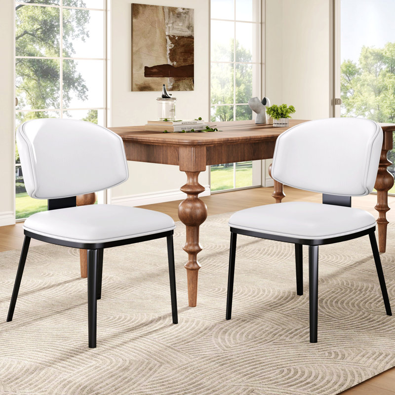 Ensemble de 2 chaises de salle à manger rembourrées, chaise d'appoint pour salle à manger, cuisine et salon, Blanc