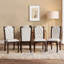 Ensemble de 4 chaises d'appoint vintage capitonnées en lin avec pieds en bois massif, brun