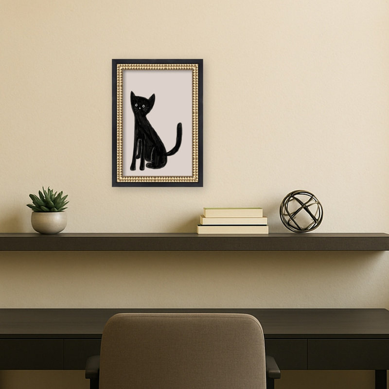«Curious Black Cat» par Athene Fritsch, reproduction d'art sur toile encadrée, 10 in. W x 14 in. H