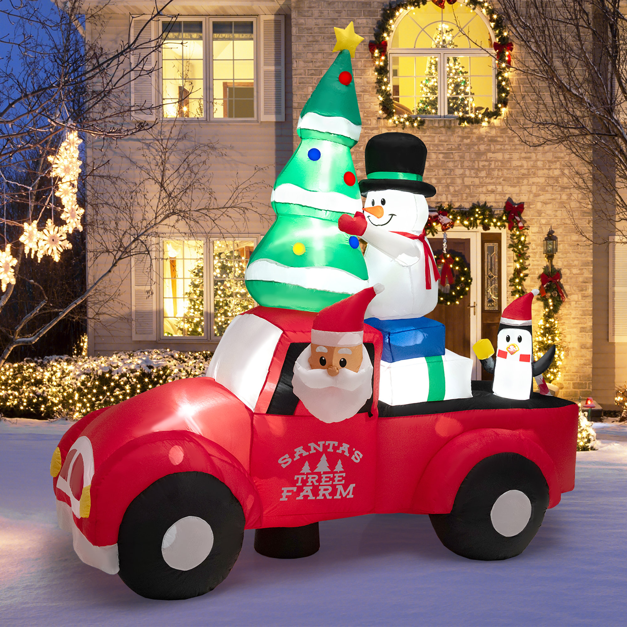 The Holiday Aisle® Wide Santa Claus Driving A Car Inflatable Wayfair