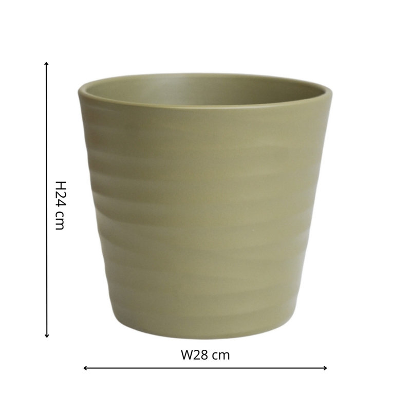 Ceramic Pot Planter, Green, 24cm H x 28cm W x 28cm D