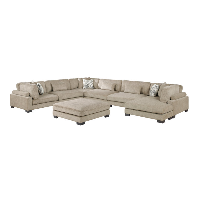 Canapé modulaire 7 pièces avec repose-pieds Hanna, Brown Microfiber/Microsuede