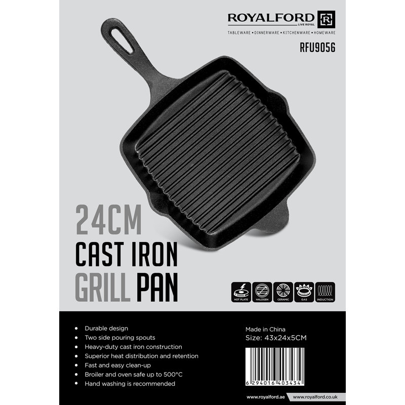 Cast Iron Grill Pan / Griddle Set, 24cm