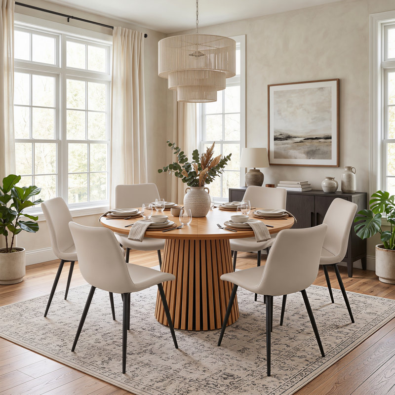 Ensemble de salle à manger 47,24 "pour 4 à 6 personnes avec guéridon cannelé et chaises rembourrées, Gris