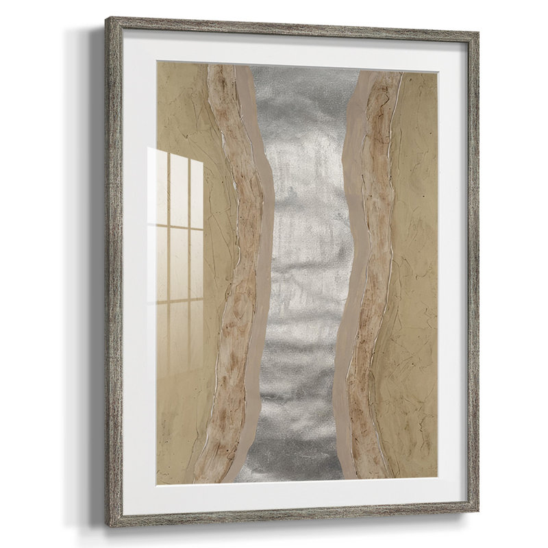 «Printed Compaction I», reproduction encadrée, Papier encadré argent vieilli, Blanc