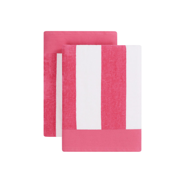 Oceanfront Resort Cabana Stripe 2 Pack Beach Towels, Pink