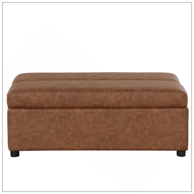 Lit simple avec repose-pieds pliant avec matelas et lit d'invité convertible brun