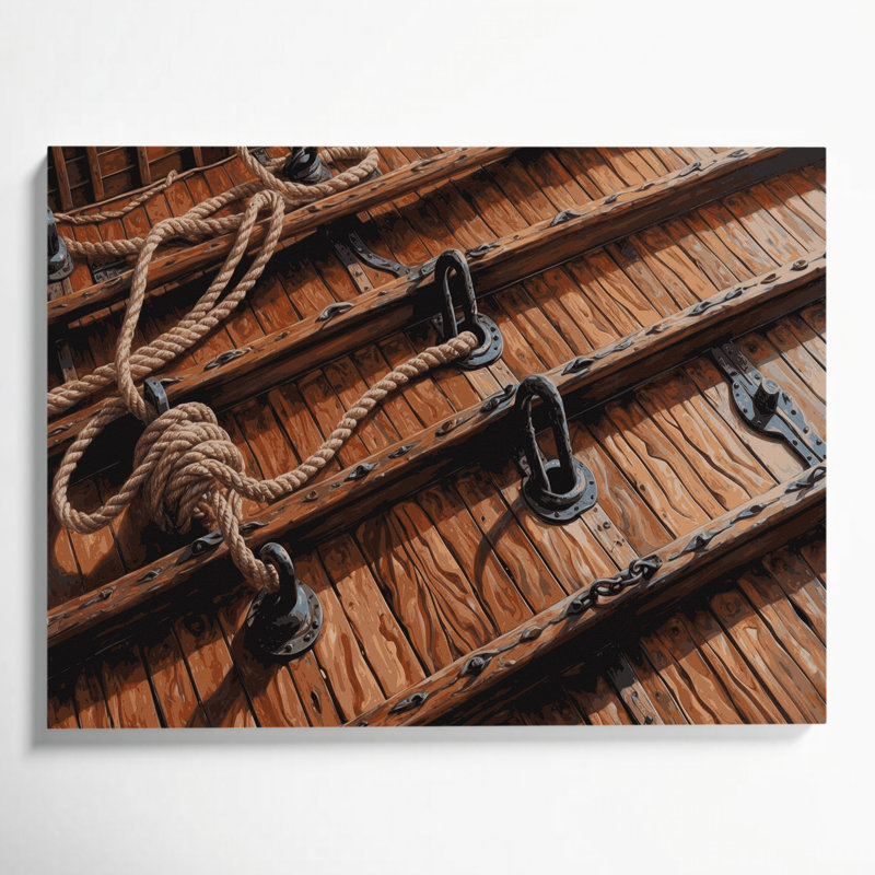 Art nautique noir sur toile, H 20 po x l 30 po