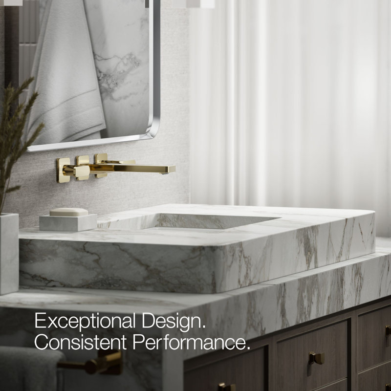 Parallel Wall-Mount Bathroom Sink Faucet Trim, Vibrant French Gold