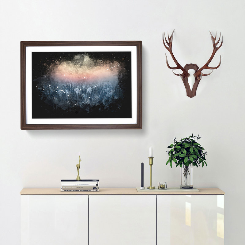 Sun High over Winter a Forest - Picture Frame Graphic Art Print, Walnut Framed, 24cm H x 33cm W x 2cm D