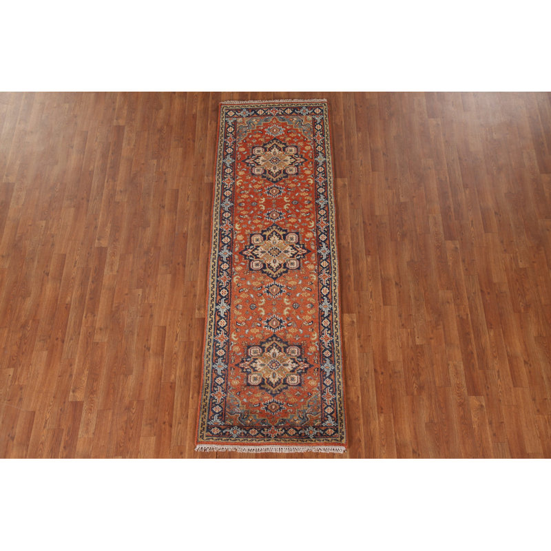 Tapis de couloir indien orange 3x8