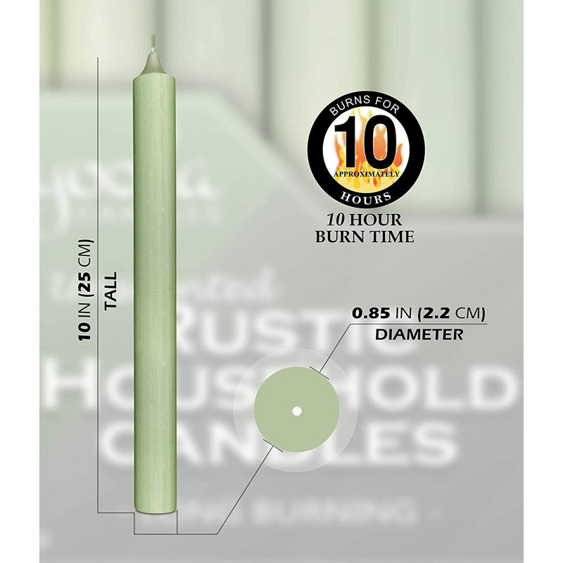 Unscented Taper Candle, Rustic Light Green
