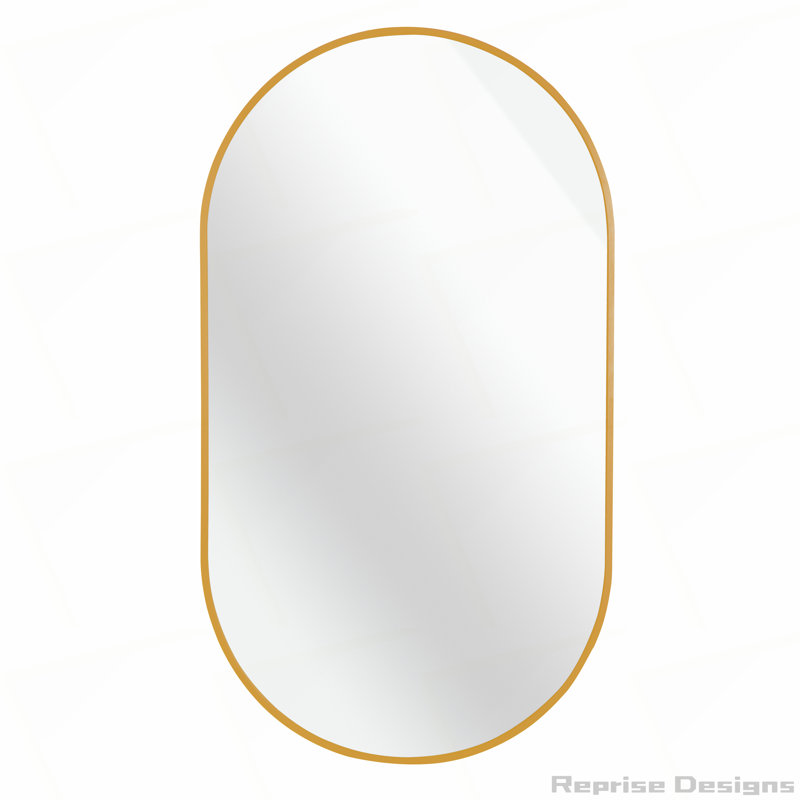 Miroir en métal, Doré, 33 po x 20 po, Ovale