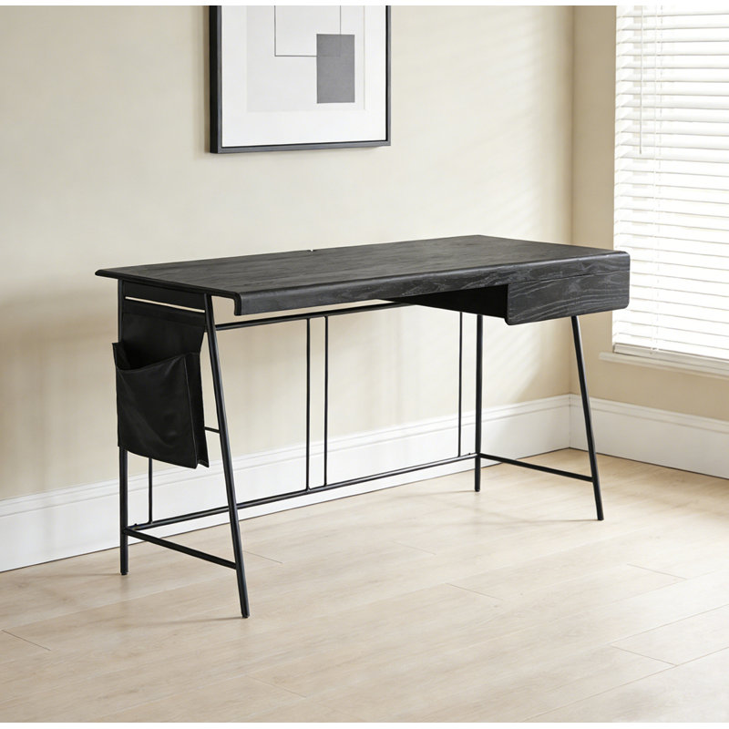 Bureau pratique avec tiroir, pochette latérale et pieds en métal