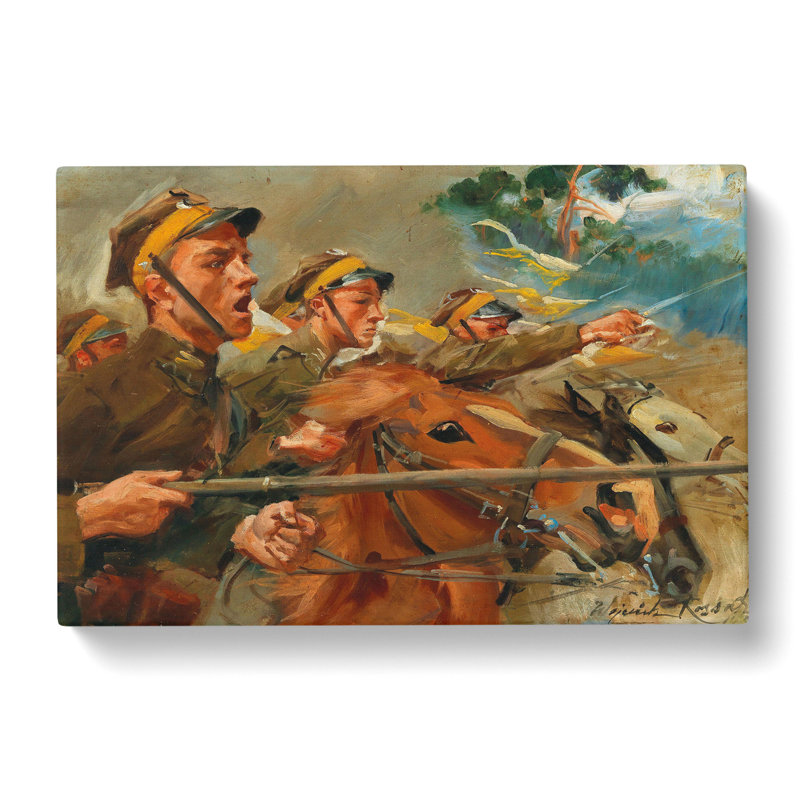 Attack by Wojciech Kossak - Wrapped Canvas, 50cm H x 76cm W x 3cm D